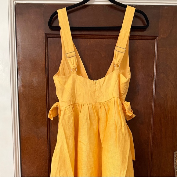 Chic Yellow Daphne Linen Maxi Dress with Bow Accents Sun - Picture 10 of 15